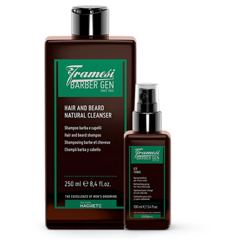 FRAMESI - BARBER GEN - HAIR AND BEARD NATURAL CLEANSER + ICE TONIC