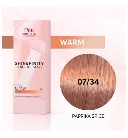 WELLA SHINEFINITY Paprika Spice 07/34 Biondo Medio Dorato Rame (60ml) Colore demi-permanente