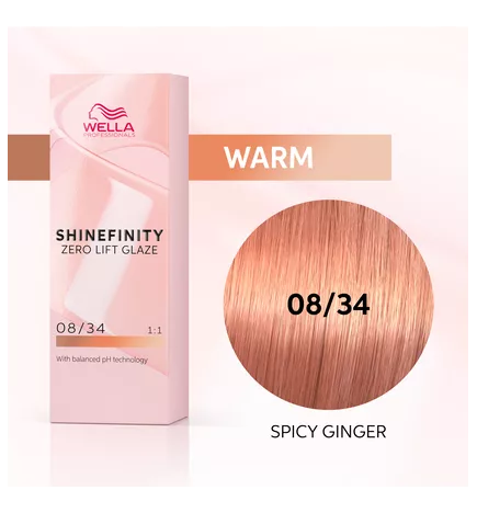 WELLA SHINEFINITY Spicy Ginger 08/34 BiondoChiaro Dorato Rame (60ml) Colore demi-permanente