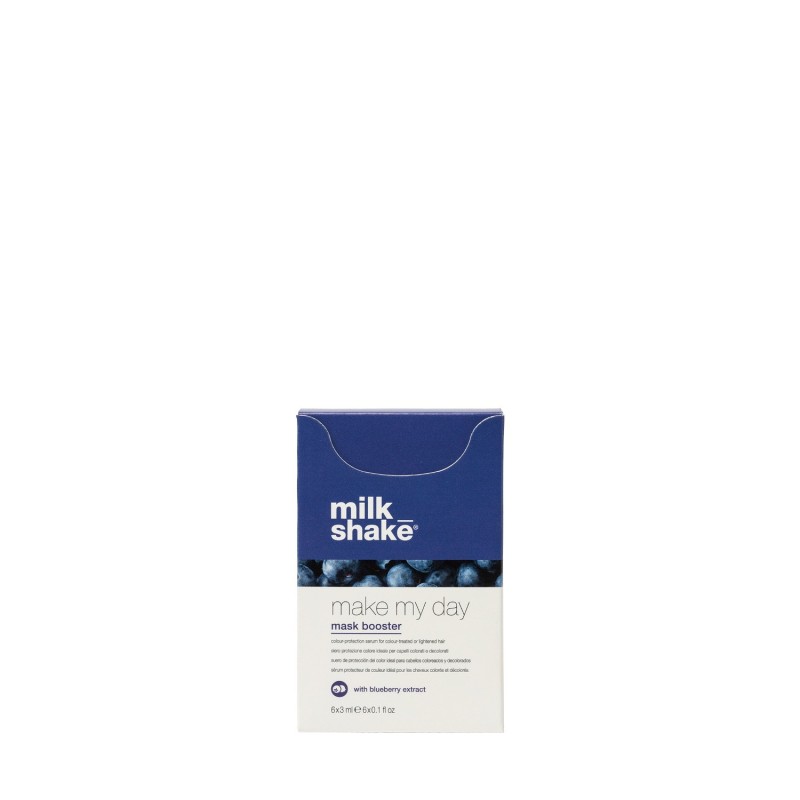 MILK SHAKE - MAKE MY DAY BLUEBERRY BOOSTER (6x3ml) Hydrating serum for colored or bleached hair MILK SHAKE - MAKE MY DAY BLUEBERRY BOOSTER (6x3ml) Hydrating serum for colored or bleached hair