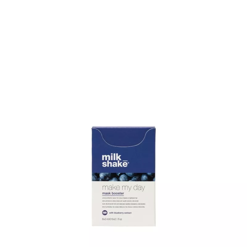 MILK SHAKE - MAKE MY DAY BLUEBERRY BOOSTER (6x3ml) Hydrating serum for colored or bleached hair MILK SHAKE - MAKE MY DAY BLUEBERRY BOOSTER (6x3ml) Hydrating serum for colored or bleached hair