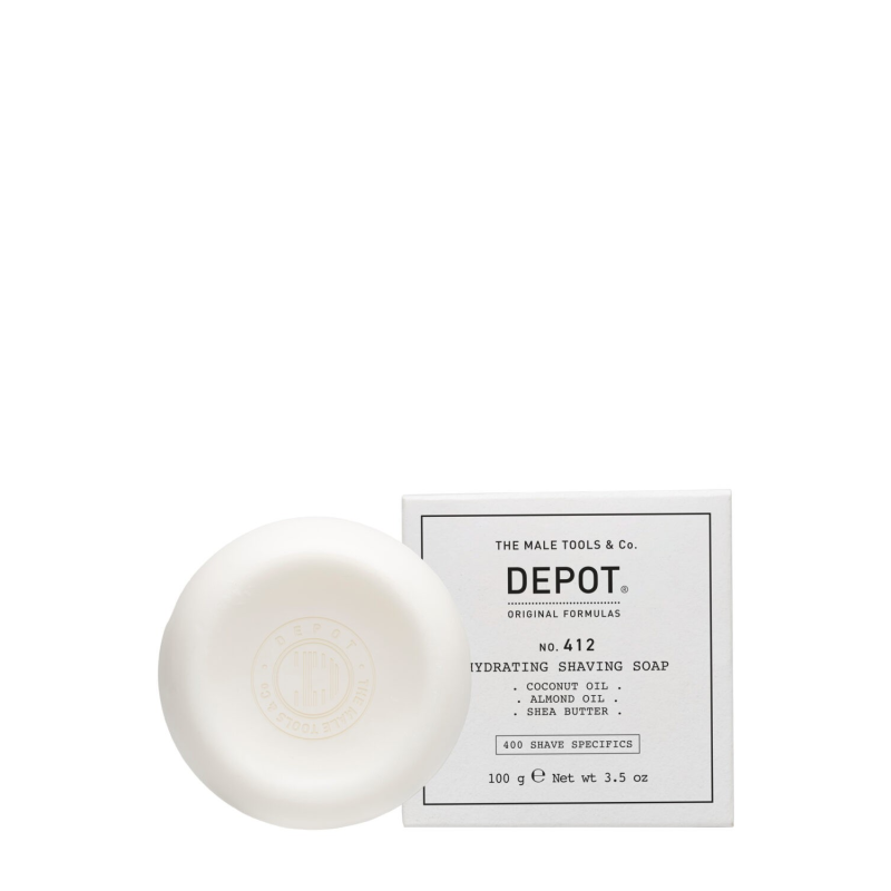 DEPOT - No. 412 HYDRATING SHAVING SOAP REFILL (100g) Solid beard soap