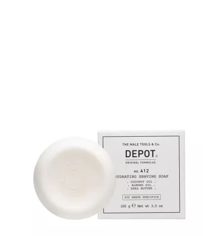 DEPOT - No. 412 HYDRATING SHAVING SOAP REFILL (100g) Solid beard soap