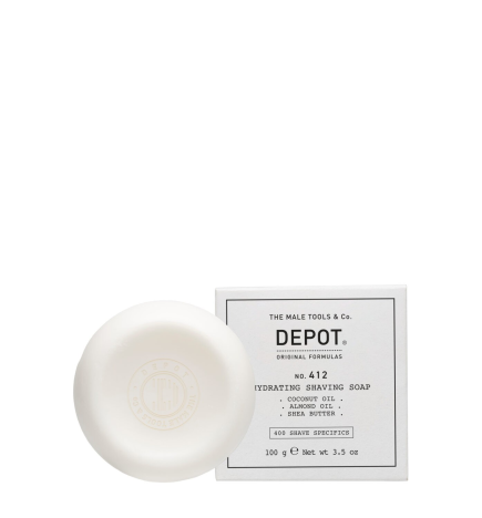DEPOT - No. 412 HYDRATING SHAVING SOAP REFILL (100g) Solid beard soap