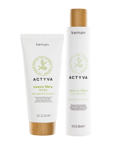 KEMON - ACTYVA NUOVA FIBRA DUO SHAMPOO e MASK (250ml e 200ml) Shampoo e Maschera di ricostruzione