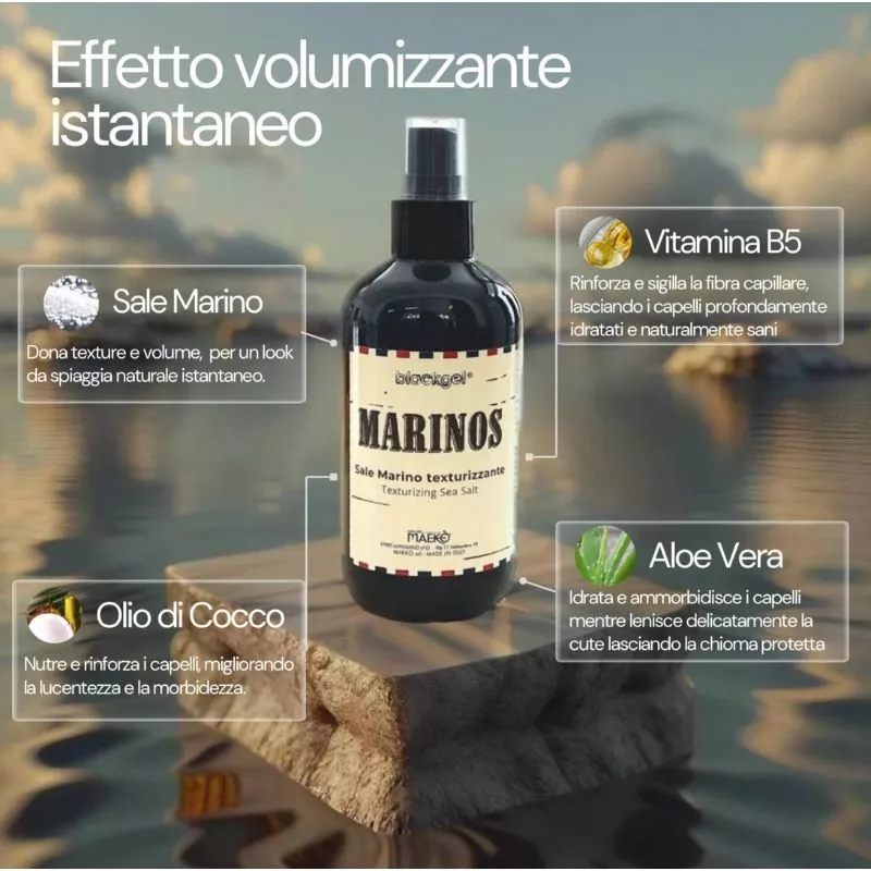 MAEKO' - Blackgel Marinos (250ml) Spray Volumizzante Sale Marino