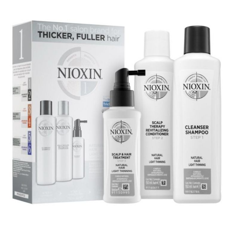 NIOXIN - SISTEMA 1 - Kit Trifasico Shampoo (300ml) + Balsamo (300ml) + Trattamento (100ml)