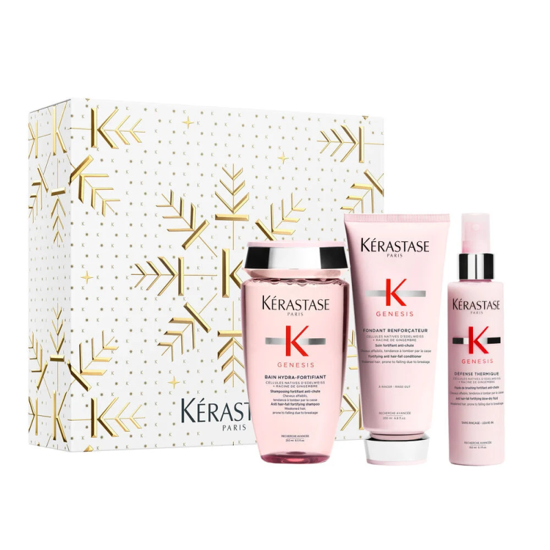 KÉRASTASE - GENESIS KIT NATALE 2026 - Bain Hydra-Fortifiant + Fondant Renforcateur + Defense Thermique