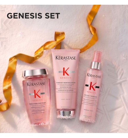 KÉRASTASE - GENESIS KIT NATALE 2026 - Bain Hydra-Fortifiant + Fondant Renforcateur + Defense Thermique