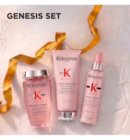 KÉRASTASE - GENESIS KIT NATALE 2026 - Bain Hydra-Fortifiant + Fondant Renforcateur + Defense Thermique