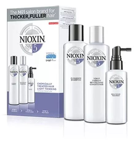NIOXIN - SISTEMA 5 - Kit Trifasico Shampoo (150ml) Balsamo (150ml) Trattamento (50ml)