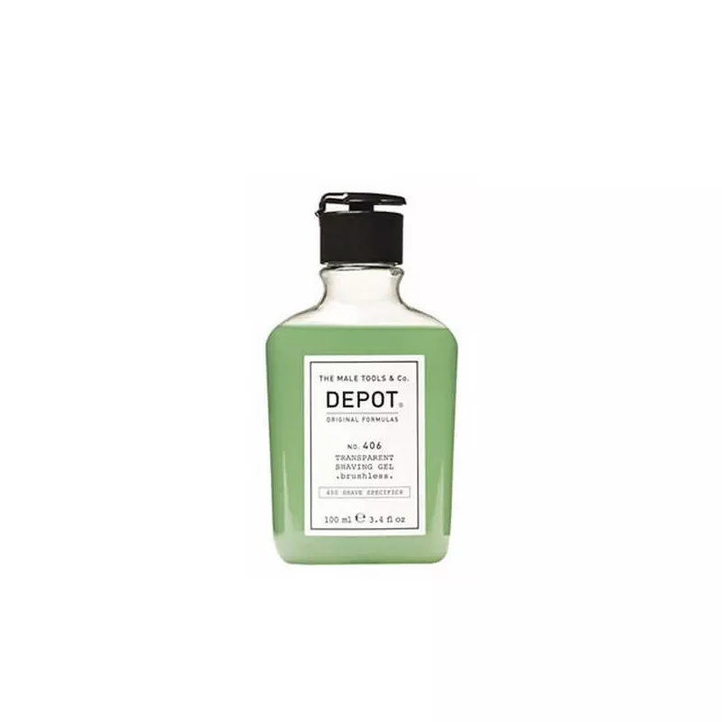 DEPOT - No. 406 TRANSPARENT SHAVING GEL (100ml) Gel non schiumogeno per la rasatura