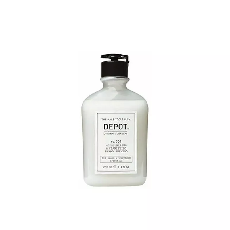 DEPOT - No. 501 MOISTURIZING & CLARIFYING BEARD SHAMPOO (250ml) Shampoo idratante per la barba DEPOT - No. 501 MOISTURIZING & CLARIFYING BEARD SHAMPOO (250ml) Shampoo idratante per la barba